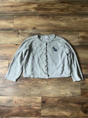 Disney Store Eeyore Cardigan Sweater Womens Large Gray Embroidered Winnie Pooh